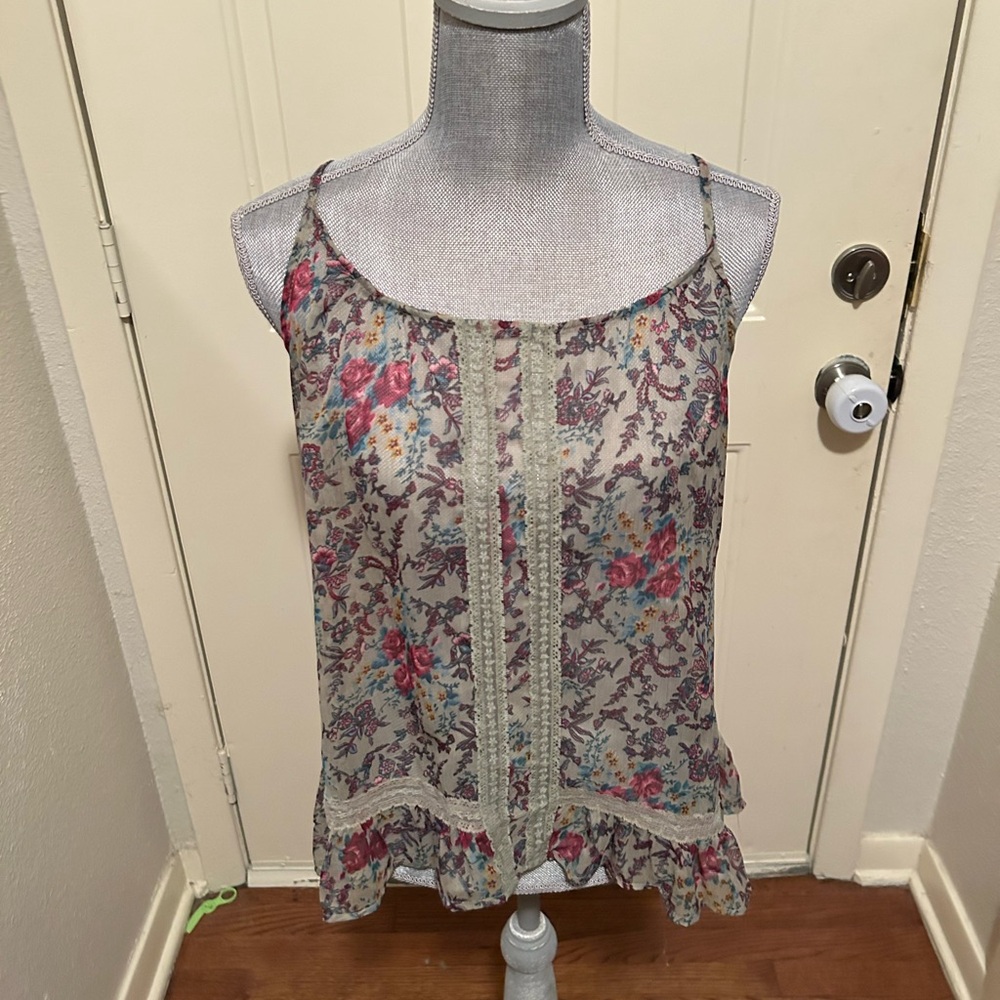Fun & Flirt Boho Floral Lace Trim Women’s Top